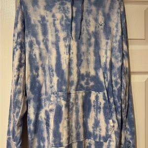 Hollister Light Blue Tie-Dye Cotton Mens Hoodie